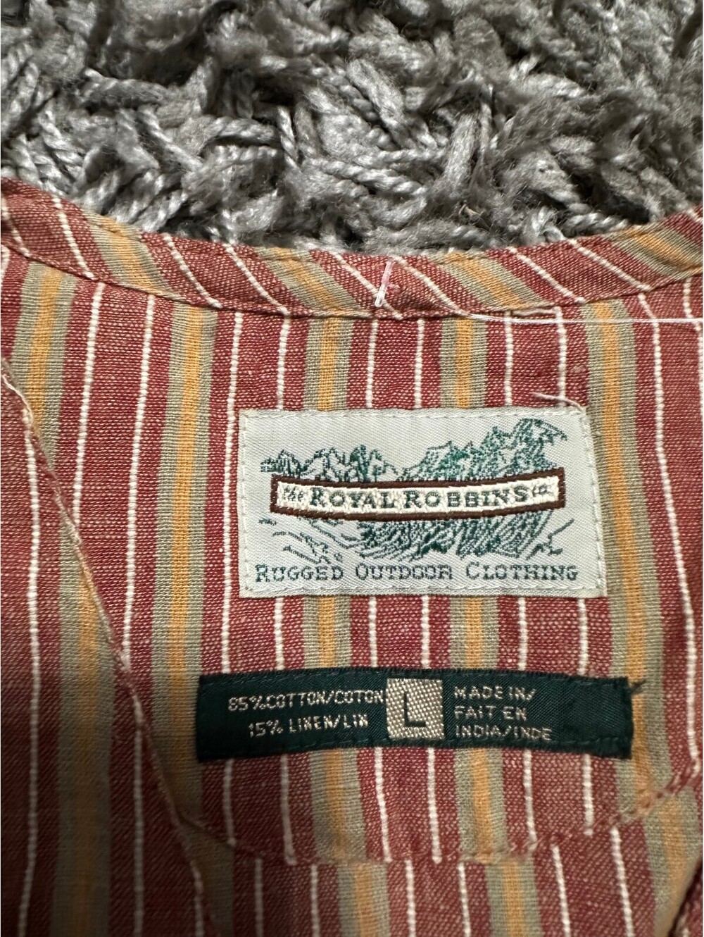 Vintage 90s Royal Robbins Cotton Linen Stripped Vest Size L - Picture 4 of 6